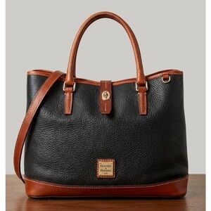 Dooney & Bourke Black and Tan Pebbled Leather Bag